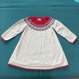 Hanna Andersson Cream and Red Knit Dress 3T